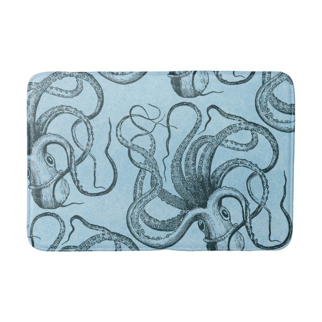 Alfombrilla De Baño Octopus azul (Anverso)