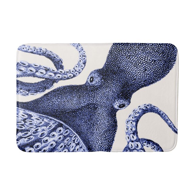 Alfombrilla De Baño Octopus azul paisajístico (Anverso)