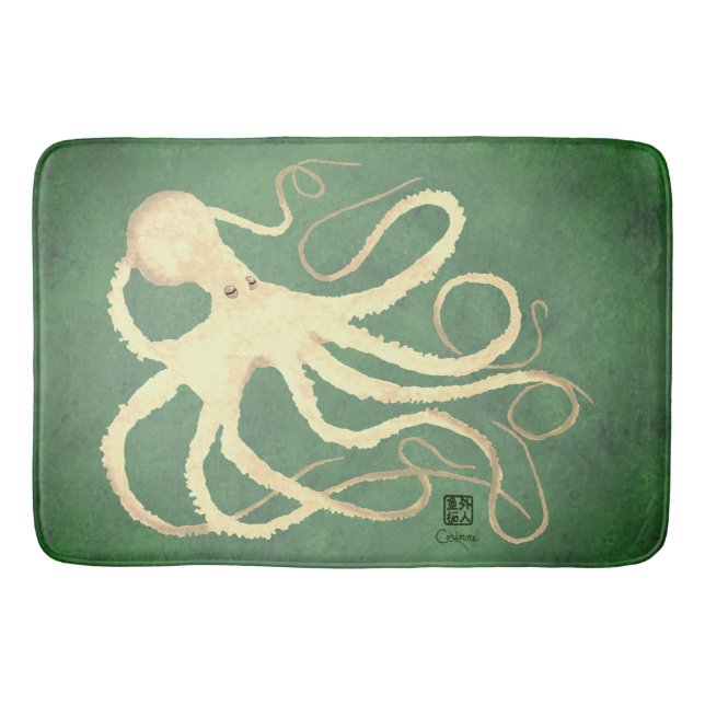 Alfombrilla De Baño Octopus crema en sabio - Mat de baño grande (Anverso)