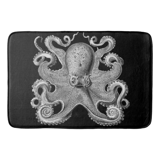 Alfombrilla De Baño Octopus gris negro bathmat (Anverso)