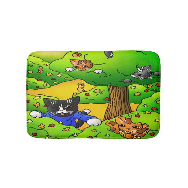 Alfombrilla De Baño Ocultar y buscar gatos (Anverso)