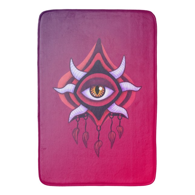 Alfombrilla De Baño Ojo Demonio Púrpura - Arte Oculto Gótico (Frente vertical)