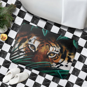 Alfombrilla De Baño Ojos de Tigre de Jungla Verde Intensa Vida Silvest