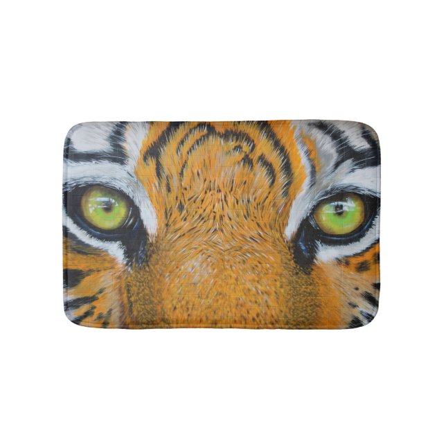 Alfombrilla De Baño Ojos de tigre salvajes personalizados (Anverso)