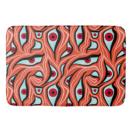 Alfombrilla De Baño Ojos Malvados Patrón De Onda Rojo Sobre El Horror 