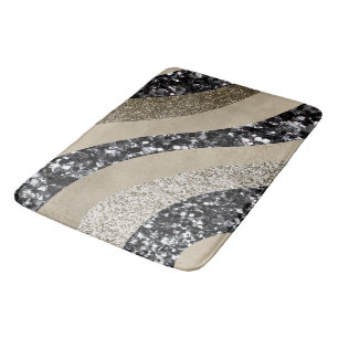 Alfombrilla De Baño Ola de Plata Dorado Brillo Glam 1 