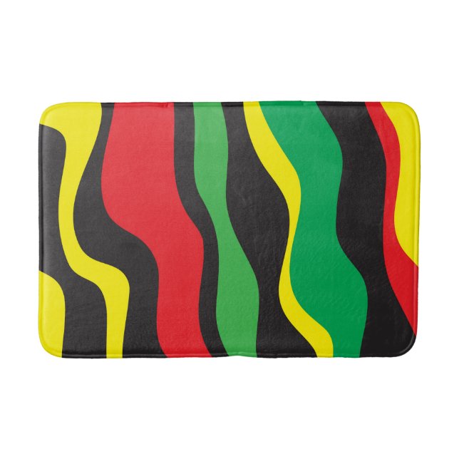 Alfombrilla De Baño Ola de rasta negra verde amarillo rojo (Anverso)