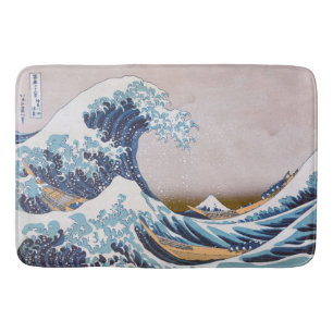 Alfombrilla De Baño Ola de tsunami frente a Kanagawa Japón por Hokusai