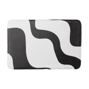 Alfombrilla De Baño Ola en Blanco y Negro Arte Moderno Abstracto Chic