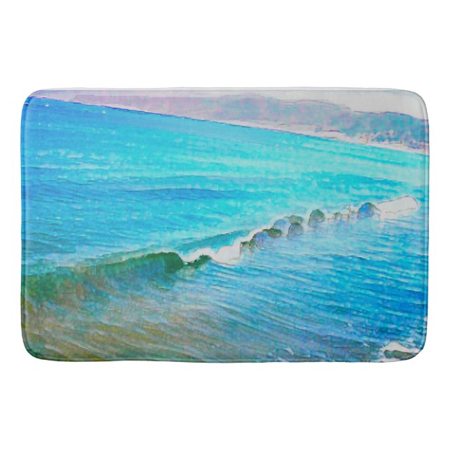 Alfombrilla De Baño Olas acuarela  (Anverso)