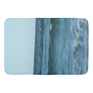 Alfombrilla De Baño Olas Azules Fluyendo Suavemente Hacia la Costa