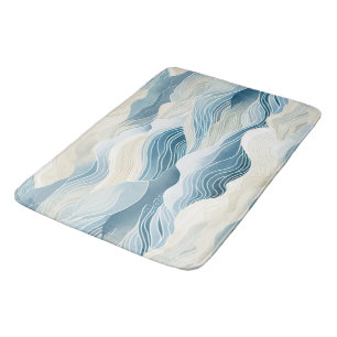 Alfombrilla De Baño Olas de arena azul crema marina