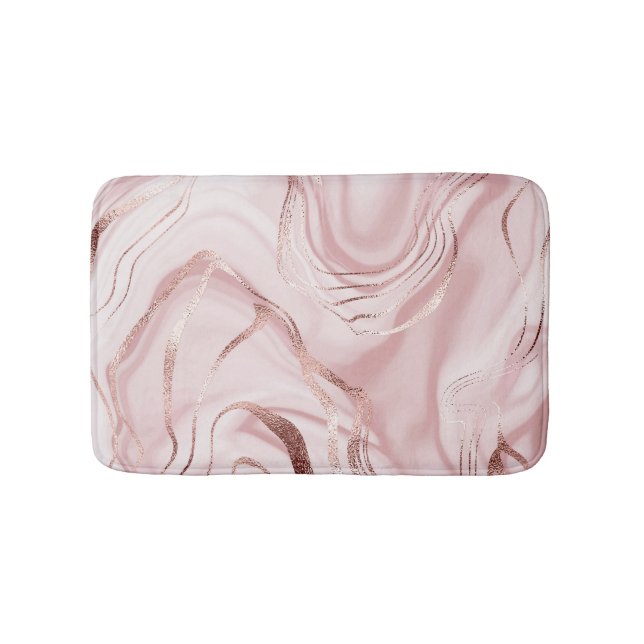 Alfombrilla De Baño Olas de oro de Rosa de mármol líquido (Anverso)