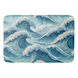 ALFOMBRILLA DE BAÑO OLAS DEL OCÉANO AZUL VERDE CHOCANDO