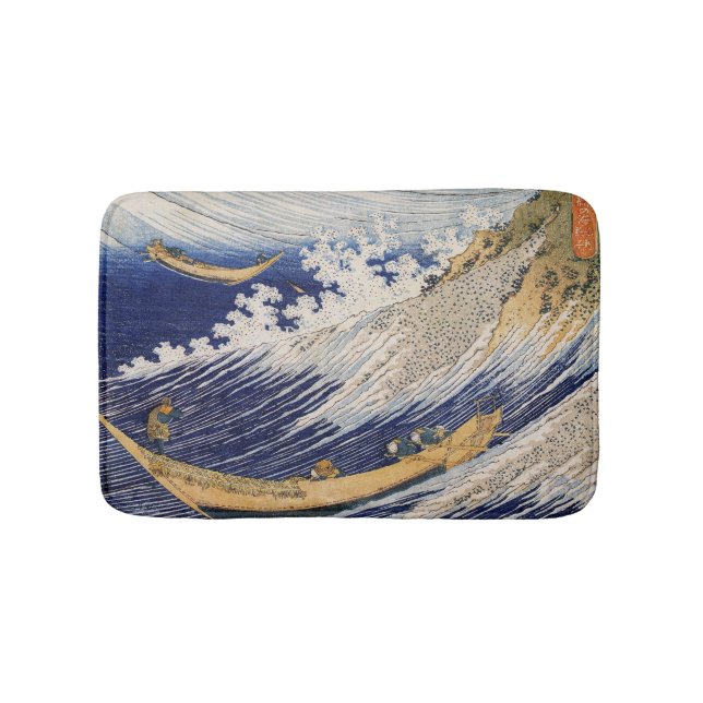 Alfombrilla De Baño Olas del Océano de Hokusai Barcos Marítimos (Anverso)
