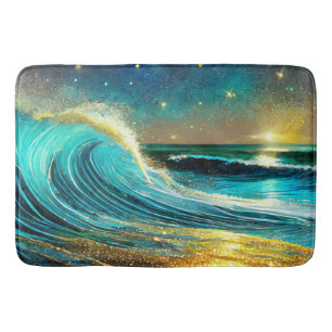 Alfombrilla De Baño Olas oceánicas divergentes y relucientes