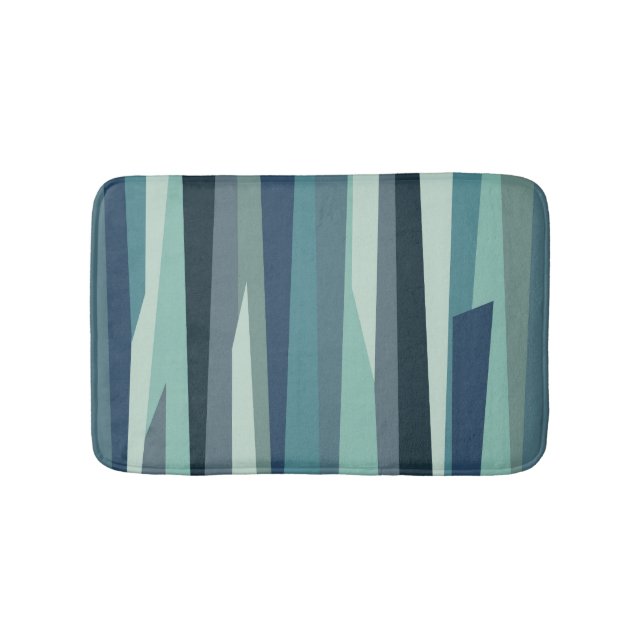 Alfombrilla De Baño Olas oceánicas geométricas azules (Anverso)
