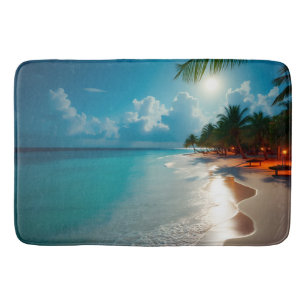 Alfombrilla De Baño Olas tropicales Playa azul cielo nublado