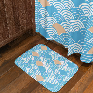 Alfombrilla De Baño Olas y Sol Naciente Japoneses Modernos Seigaiha