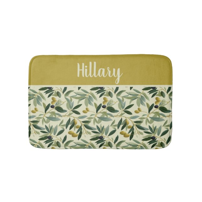 Alfombrilla De Baño Olive Branch Monogram Name  (Anverso)