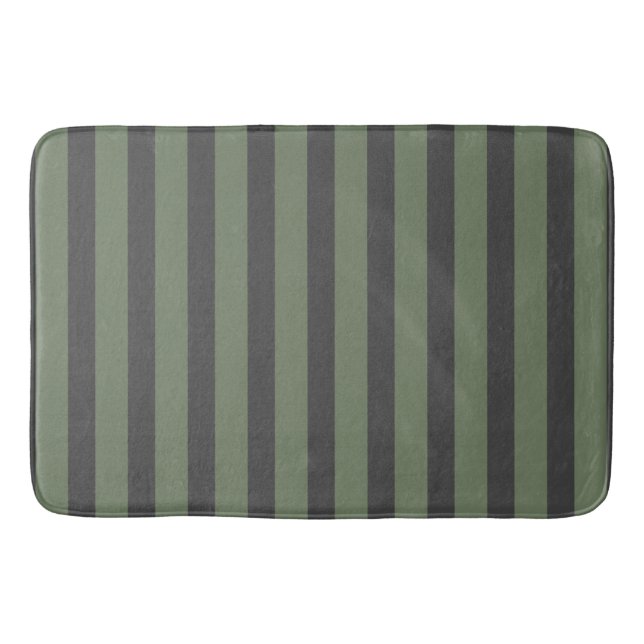 Alfombrilla De Baño Olive Green Tick Striped Modern (Anverso)