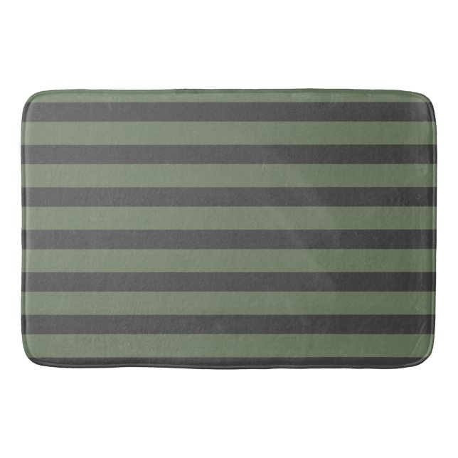Alfombrilla De Baño Olive Green Tick Striped Modern (Anverso)