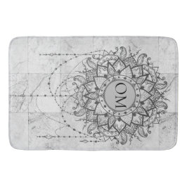 Alfombrilla De Baño OM Mandala en mármol plateado