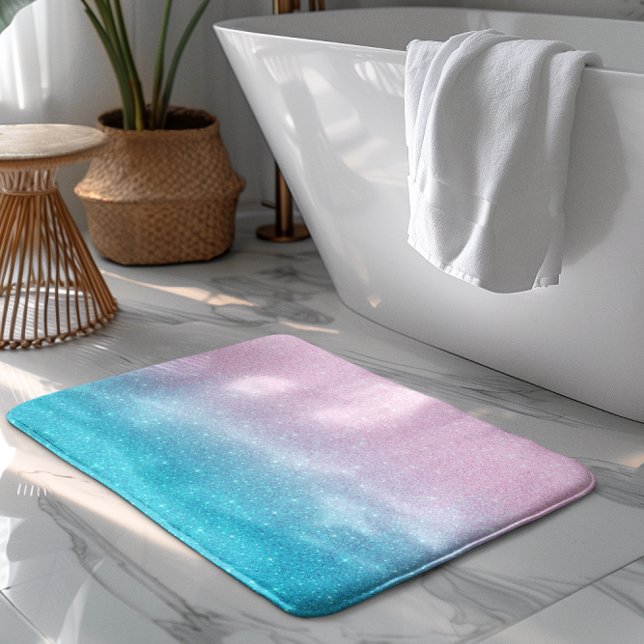 Alfombrilla De Baño Ombre Purpurina rosa y turquesa (Subido por el creador)
