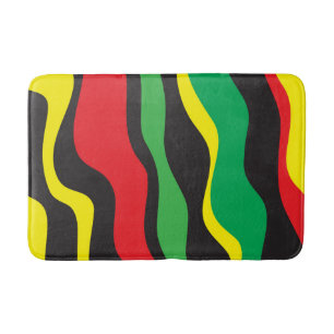 Alfombrilla De Baño Onda Rasta Rojo Amarillo Verde Negro