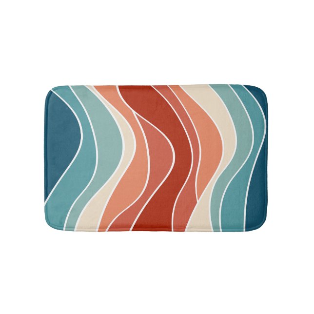 Alfombrilla De Baño Ondas de estilo retro multicolor (Anverso)