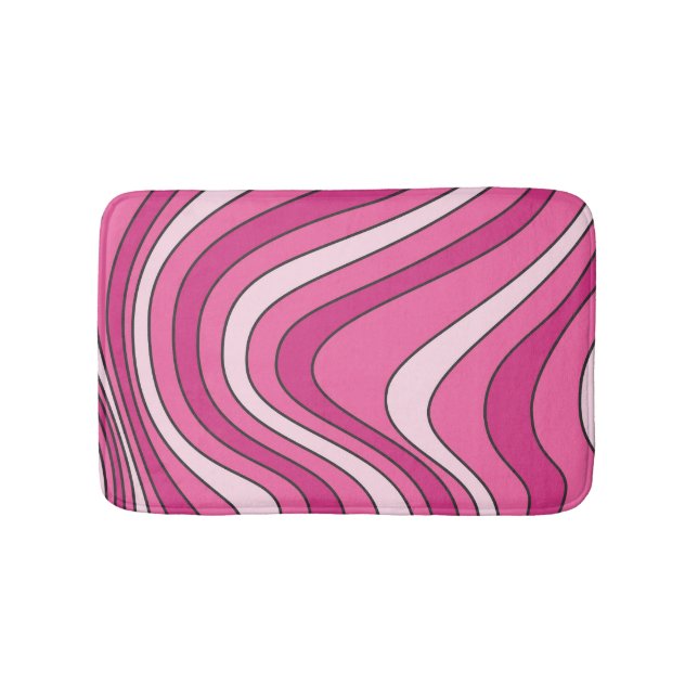 Alfombrilla De Baño Ondas de estilo retro rosa (Anverso)
