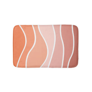 Alfombrilla De Baño Ondas de estilo retro rosa y naranja