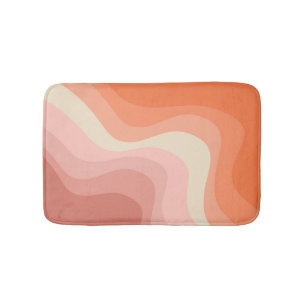 Alfombrilla De Baño Ondas de estilo retro rosa y naranja