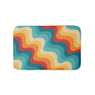 Alfombrilla De Baño Ondas diagonales de color en estilo retro