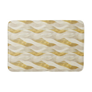 Alfombrilla De Baño Ondas rayadas de crema y oro coincidentes