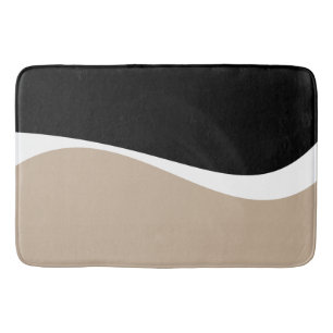 Alfombrilla De Baño Ondas simples 2 - Taupe, Negro y Blanco