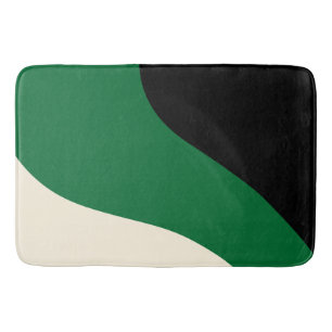 Alfombrilla De Baño Ondas simples - Verde, Crema y Negro
