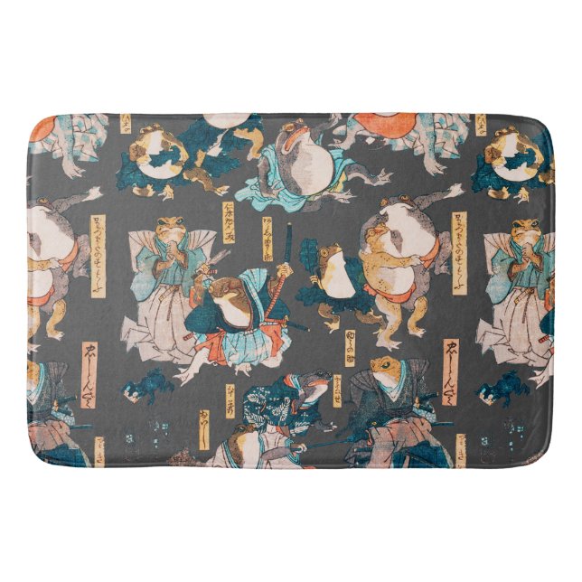Alfombrilla De Baño Ondulaciones ukiyo-e de rana japonesa (Anverso)