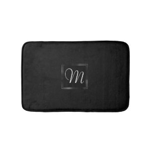 Alfombrilla De Baño Onyx Black Velvet Monograma Grunge de pizarra
