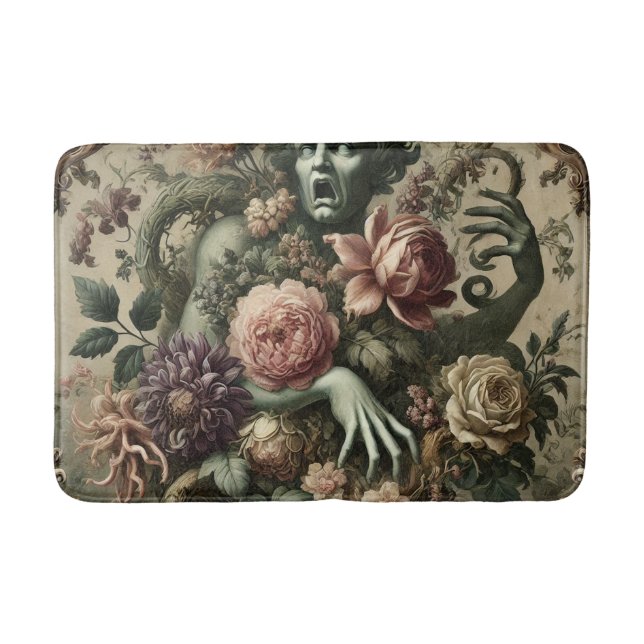 Alfombrilla De Baño Opulencia Operativa - Barroco floral gótico (Anverso)
