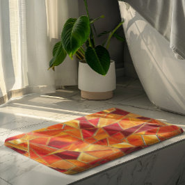 Alfombrilla De Baño Orange and gold Stained Glass Mosaic Pattern