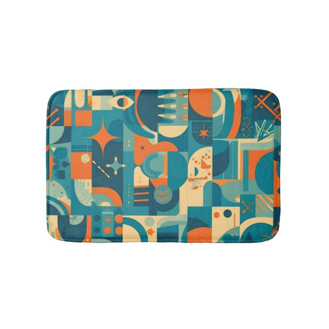 Alfombrilla De Baño Orange and Teal Geometric Abstract (Anverso)