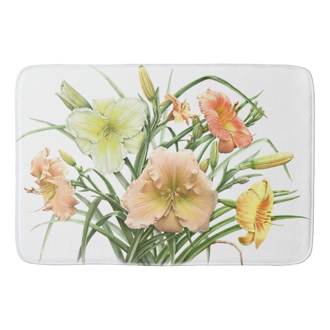 Alfombrilla De Baño Orange Daylily Garden Floral Design (Anverso)