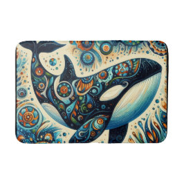 Alfombrilla De Baño Orca Asesina Ballena Floral Whimsical Playa Náutic