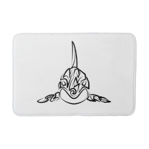 Alfombrilla De Baño Orca tribal negra y blanca