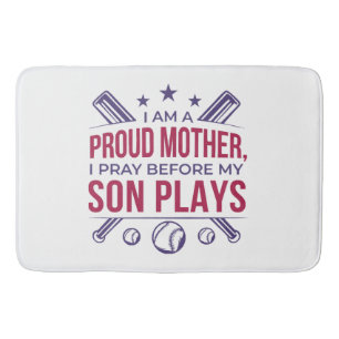 Alfombrilla De Baño Orgullosa Madre De Béisbol Que Rezo Antes De Jugar