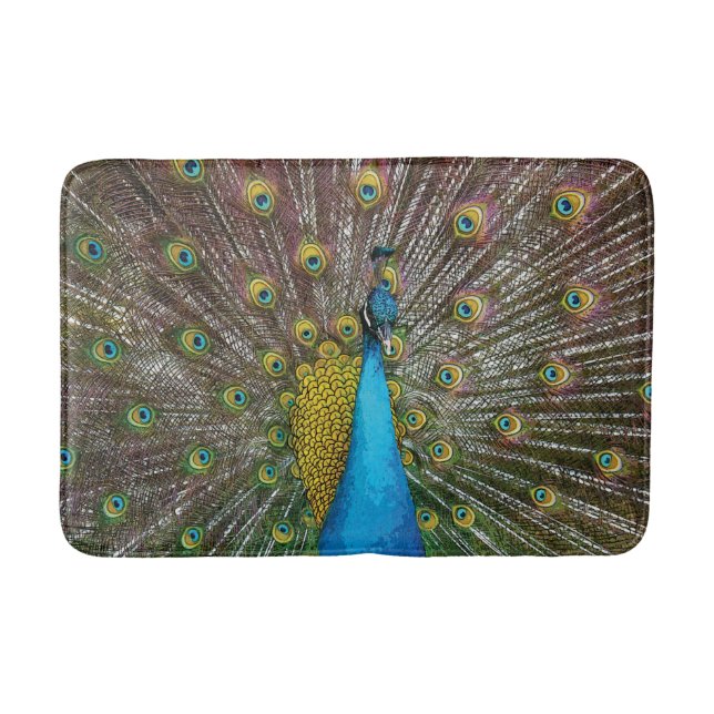 Alfombrilla De Baño Orgulloso pavo real con desplome real (Anverso)