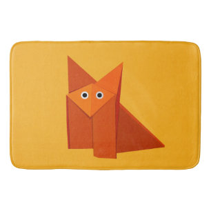 Alfombrilla De Baño Origami Fox Papercraft Animal Yellow