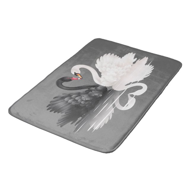 Alfombrilla De Baño " Original Black & White Swan Bath Mat (Angular)