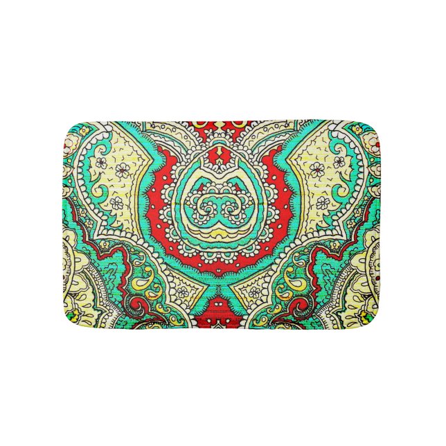 Alfombrilla De Baño Ornamento arabesco neón: estilo años 80. (Anverso)